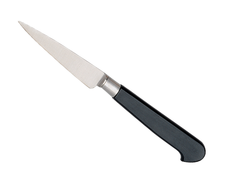 Couteau office Au Nain, lame 9 cm - manche noir à virole, inox