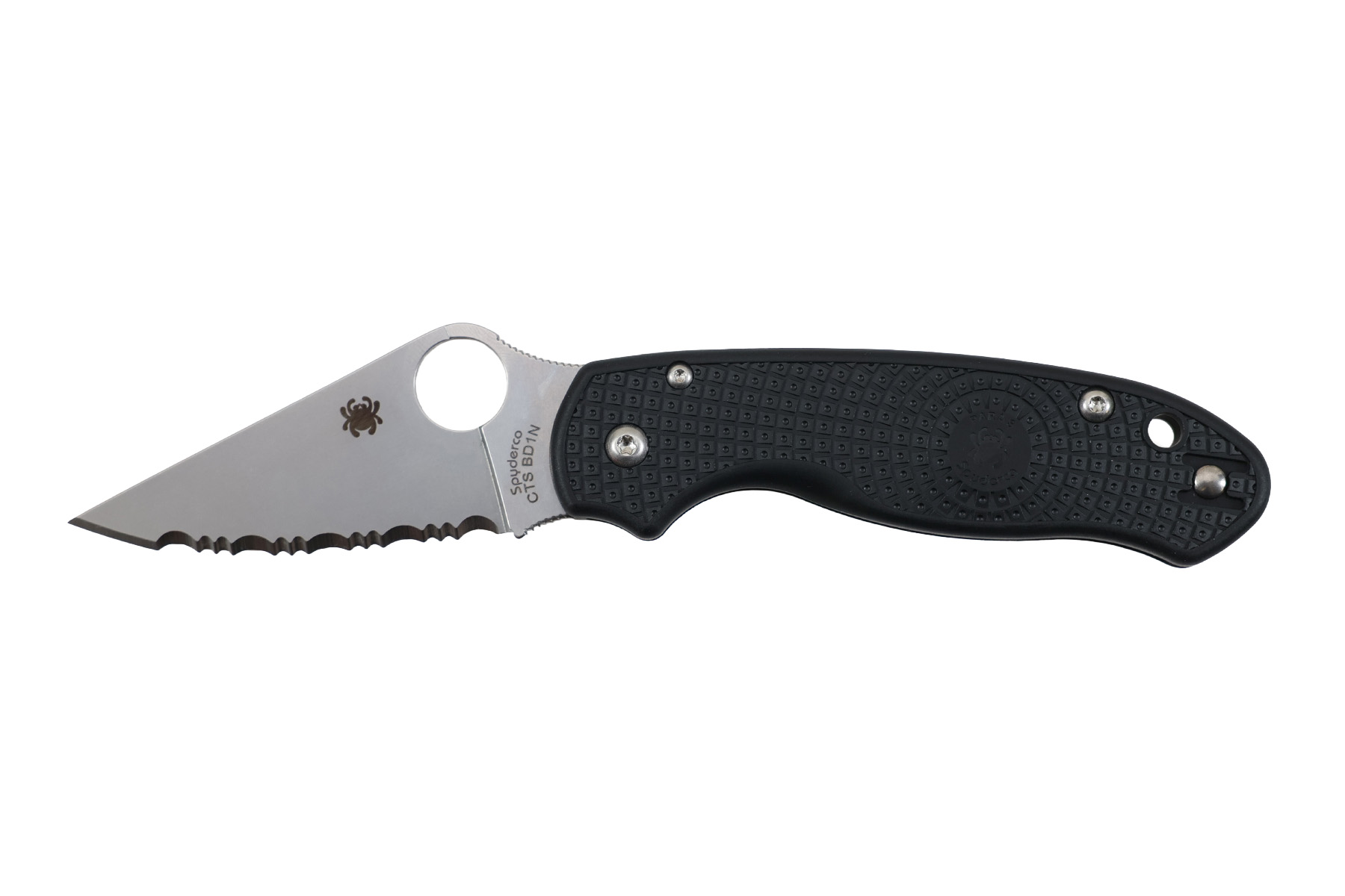 Couteau Spyderco Para 3 à dents - manche noir FRN