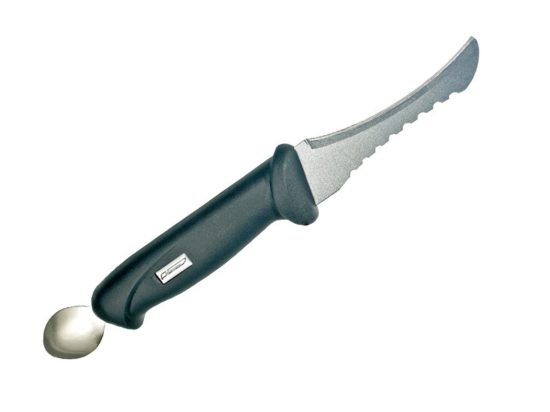 Poignard Marttiini Fish Cleaner lame 9 cm - manche gomme noir avec cuiller