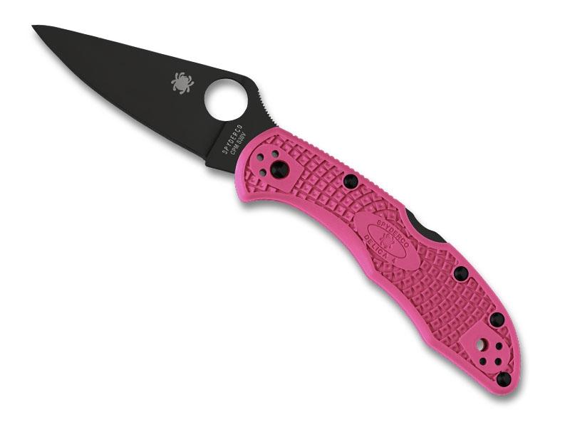 Couteau Spyderco Delica 4 lame noire- manche 11 cm rose