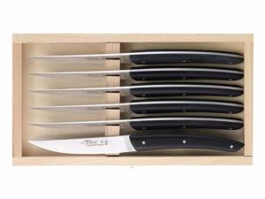 COFFRET 6 COUTEAUX DE TABLE CLASSIQUE - CLAUDE DOZORME - 23CM - NOIR