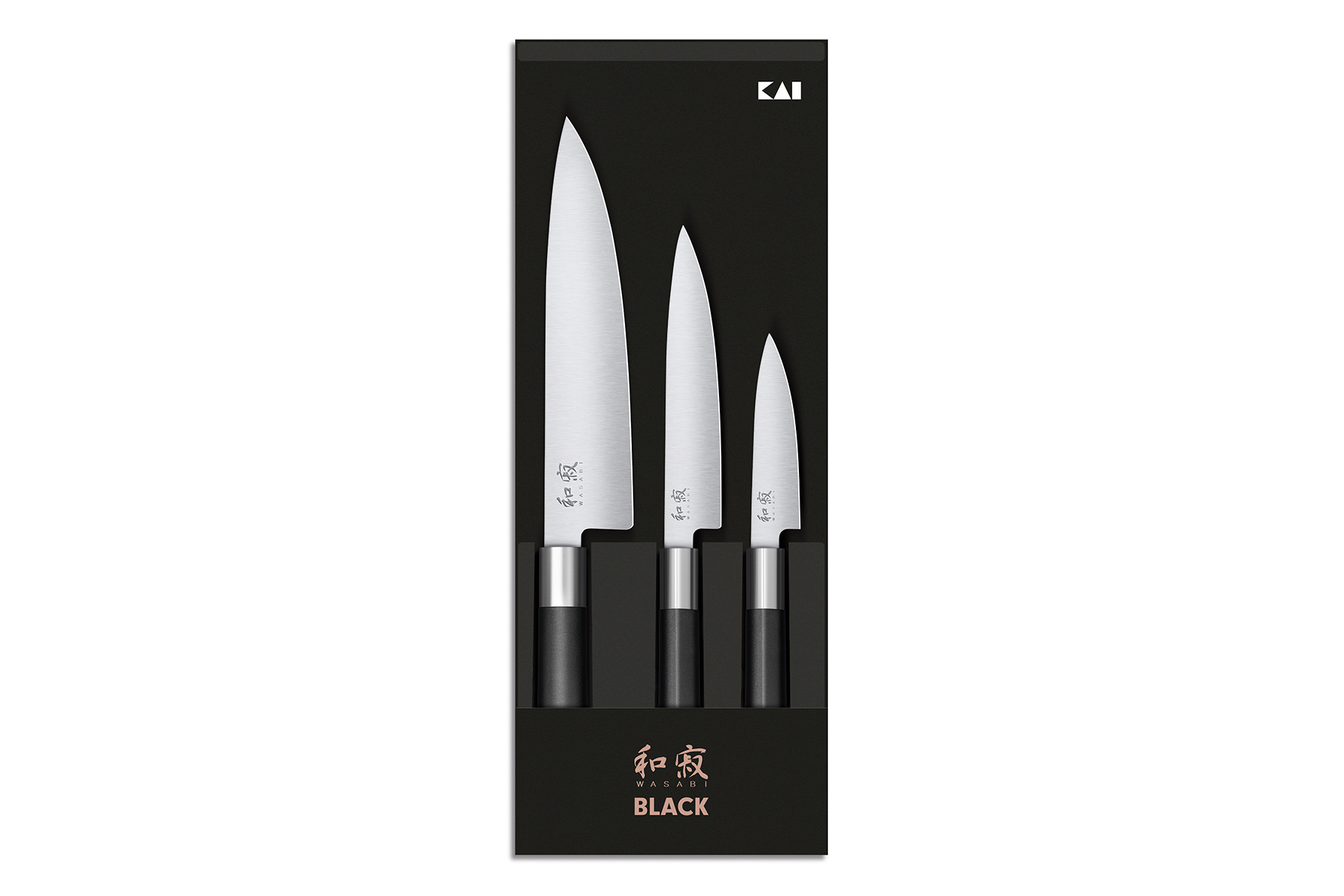 Coffret de 3 couteaux japonais Kai Wasabi Black - Couteaux japonais office, utilitaire et chef