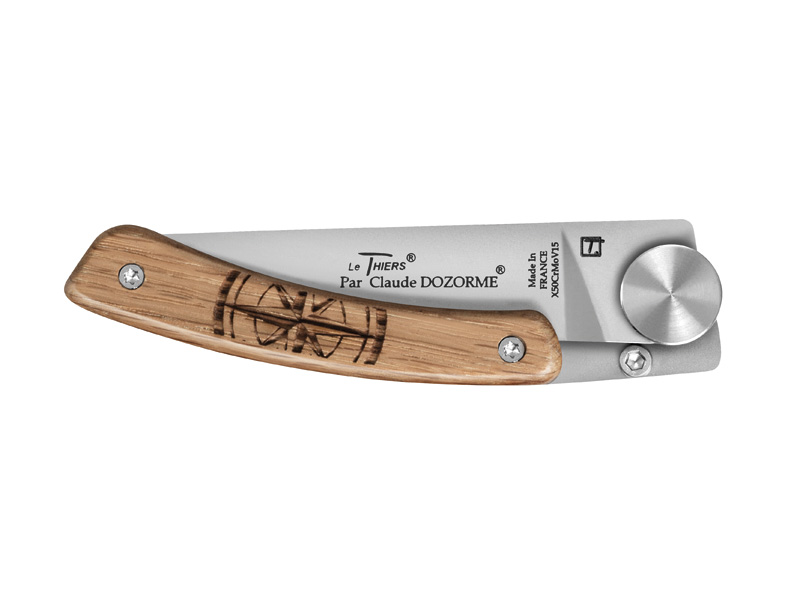 Couteau Le Thiers C. Dozorme Liner Lock Nature - manche 10.5 cm chêne motif boussole