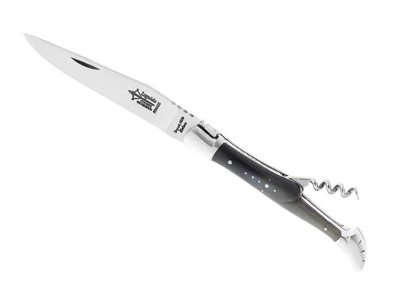 Couteau Laguiole G.David 2 pièces mitres inox mat - manche 12 cm corne