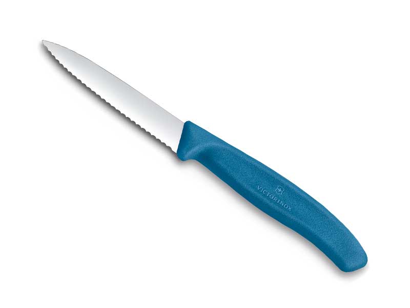 Couteau office Victorinox Swiss Classic lame à dents  8 cm - manche  bleu