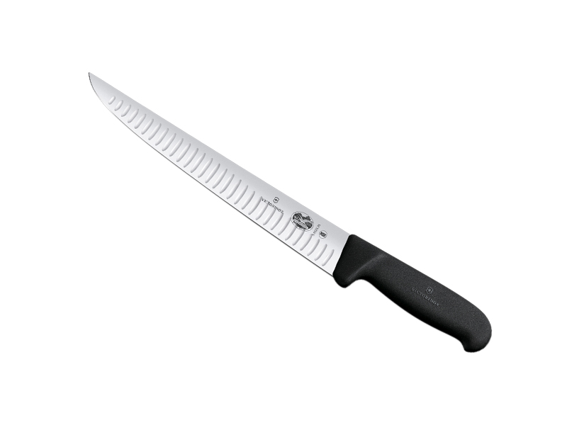 Couteau à saigner/découper Victorinox, lame alvéolée 25 cm inox - manche Fibrox noir