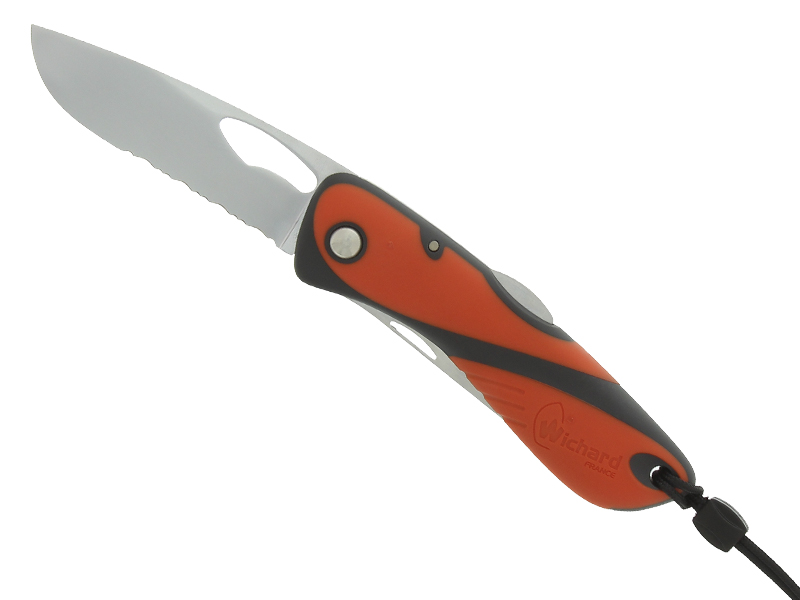 Couteau Wichard Offshore 2 pièces à cran inox - manche soft grip 11,5 cm rouge