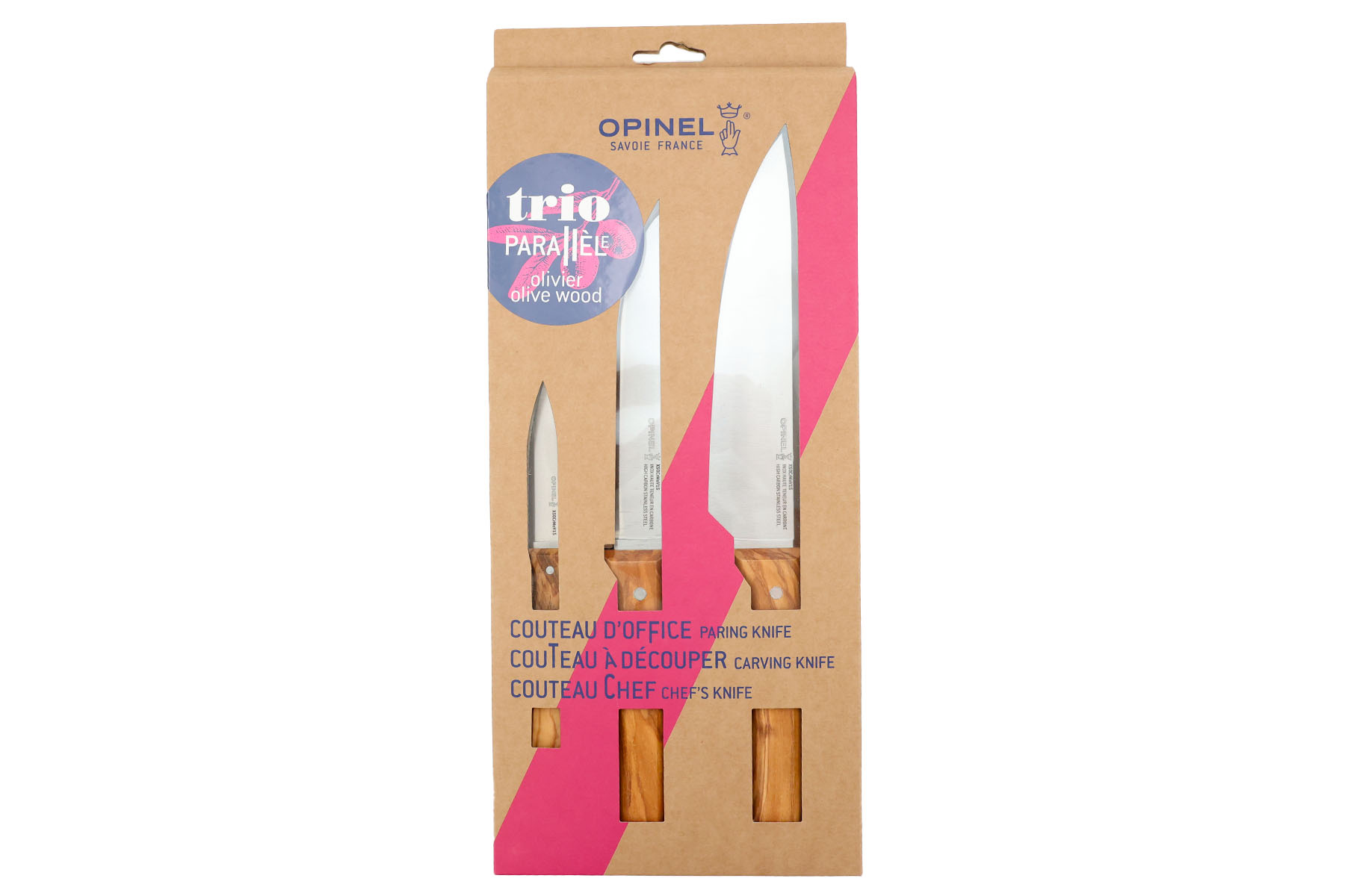 Coffret Parallèle Trio en bois d'olivier par Opinel