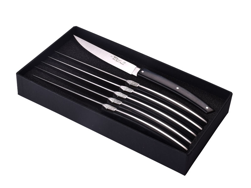 Coffret de 6 couteaux de table Goyon-Chazeau Le Thiers Pirou Brasserie - paperstone noir