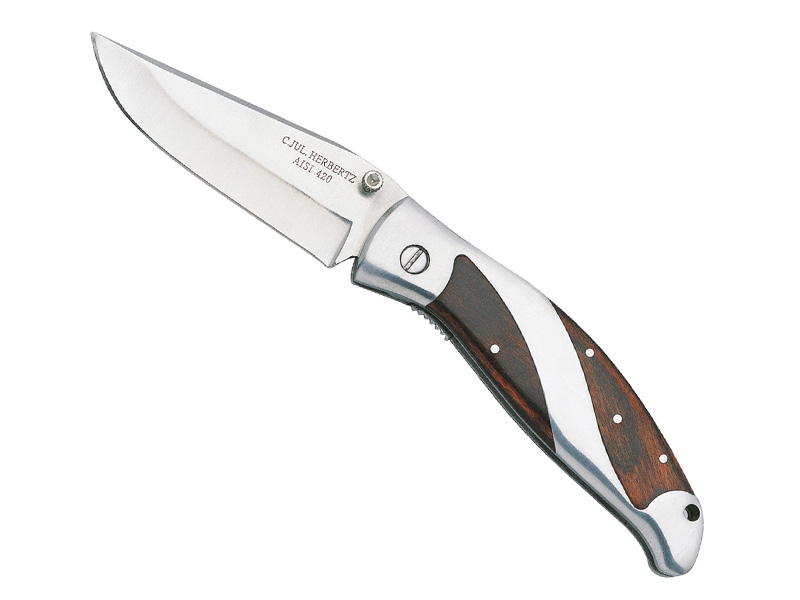 Couteau Herbertz - manche 11 cm inox/pacca, avec clip