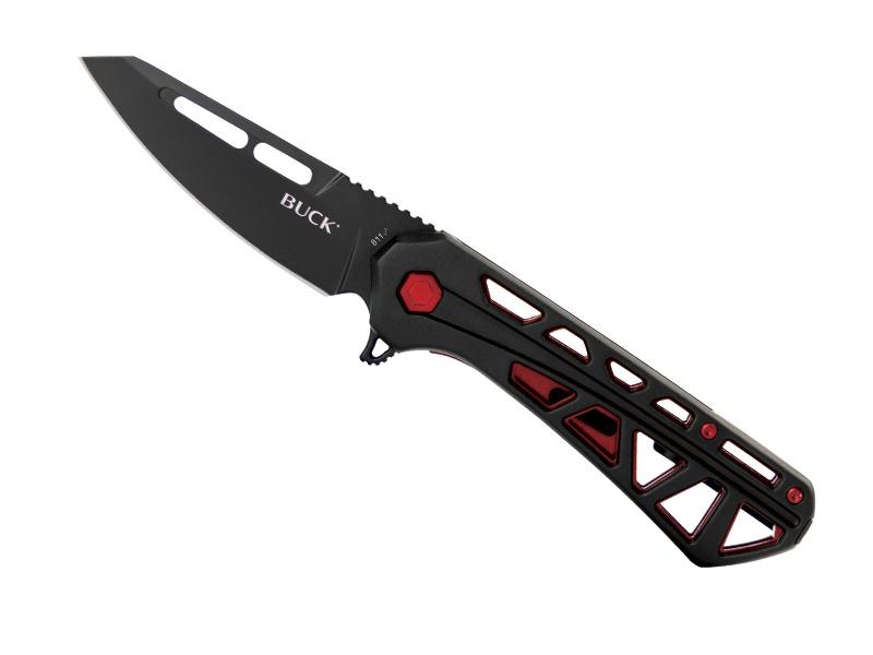 Couteau Buck Trace Ops - manche 12 cm aluminium anodisé noir et rouge