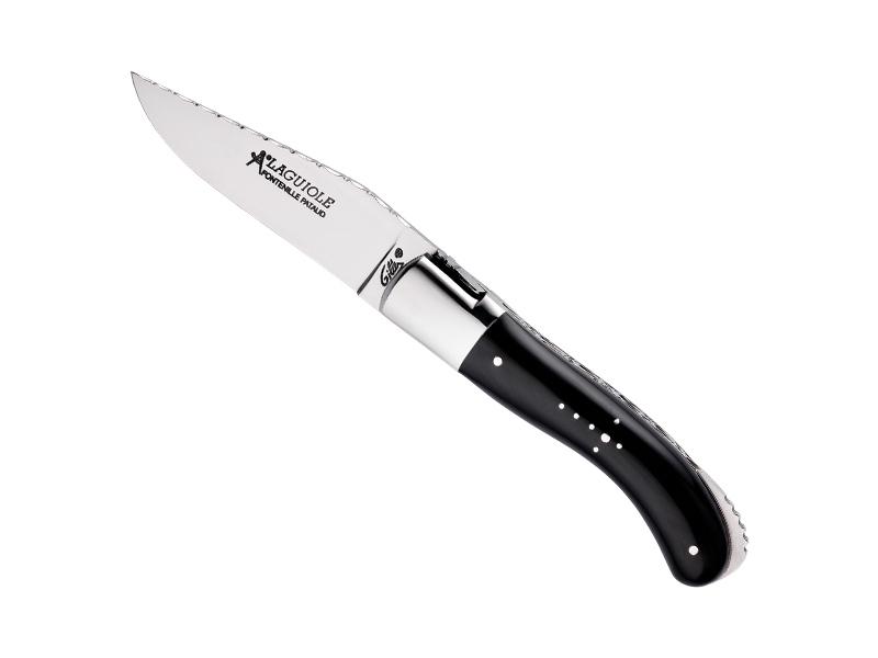 Couteau Laguiole Gilles Fontenille Pataud Sport - manche 13 cm pointe de corne noire