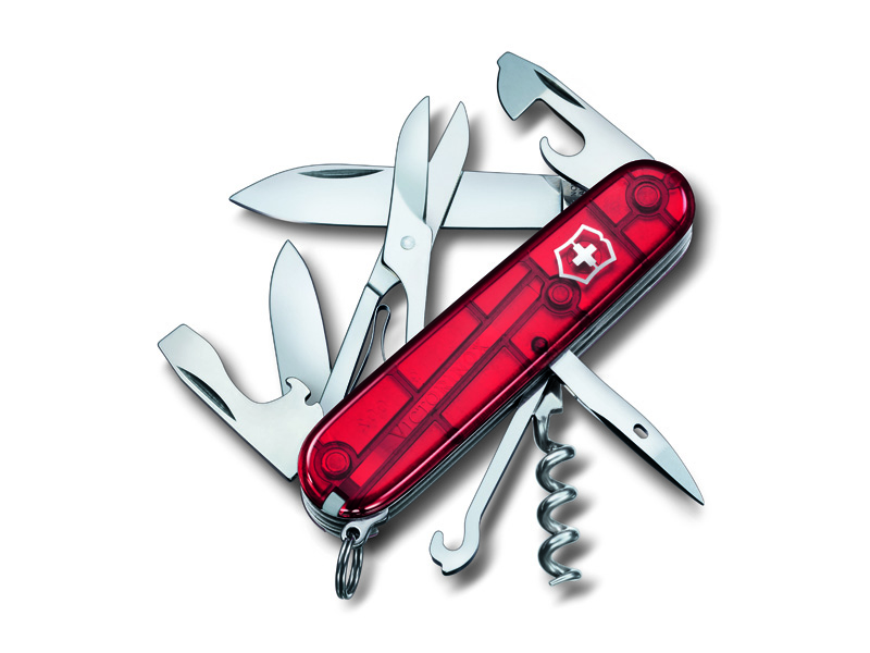 Couteau multifonctions Victorinox Climber rubis - Manche 91 mm rouge translucide