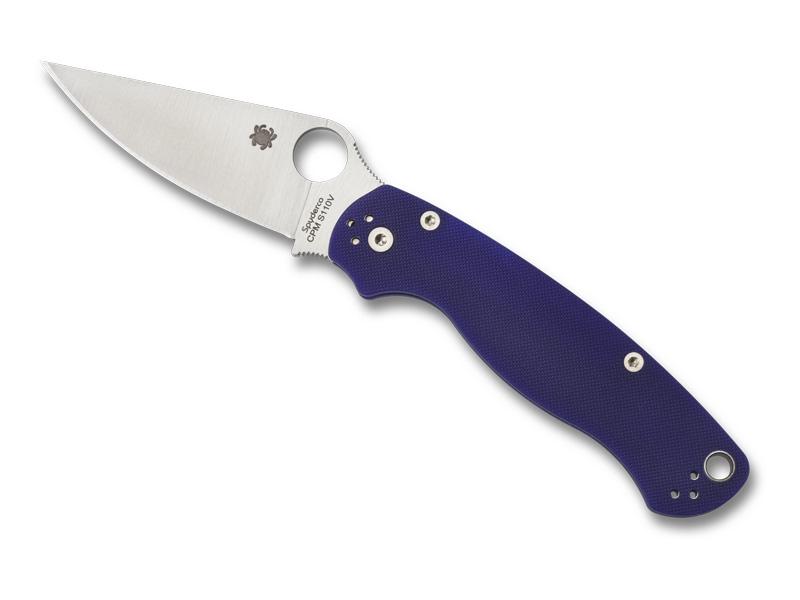 Couteau Spyderco Para Military 2 - manche 12 cm G10 bleu.